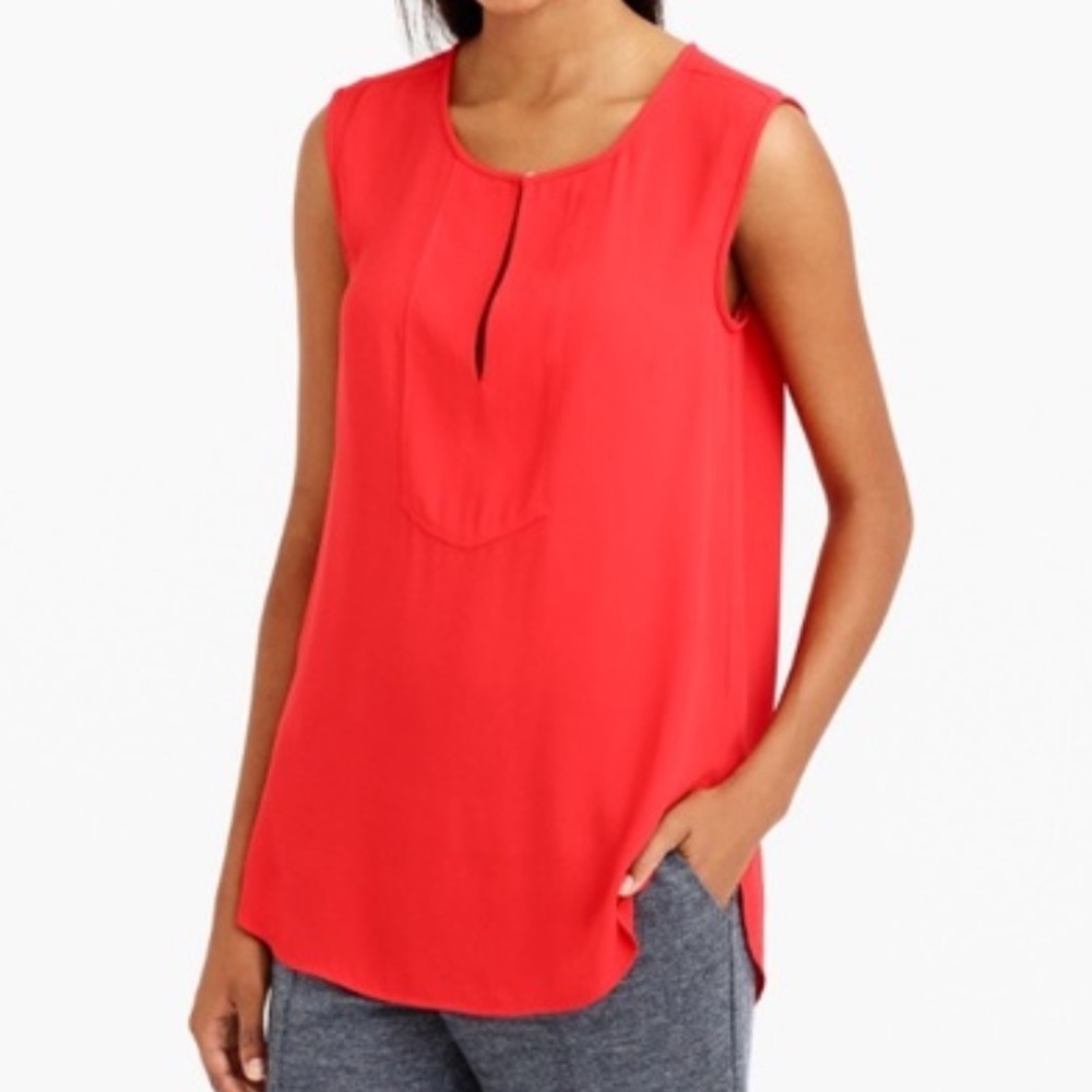 J. Crew sleeveless red top with keyhole in front size 16 Tall